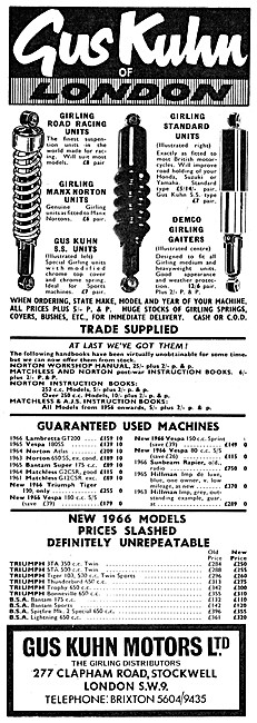 Gus Kuhn Competition Standard Motor Cycle Shock Absorbers        