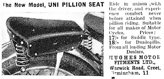 HMF Uni Motor Cycle Pillion Seat 1939 Style                      