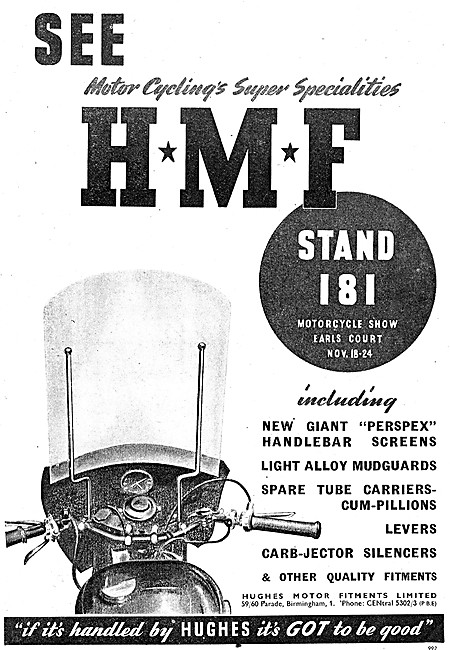 HM.F. Motor Cycle Parts & Accessories 1948 Advert                