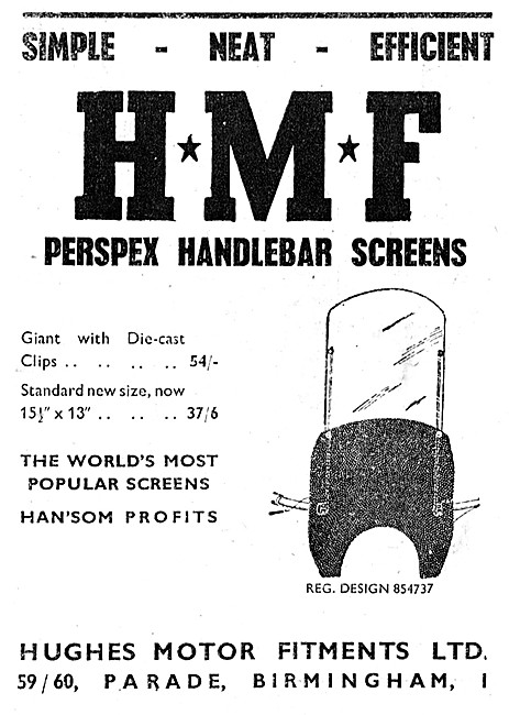H.M.F. Perspex Handle Bar Windscreens 1949                       