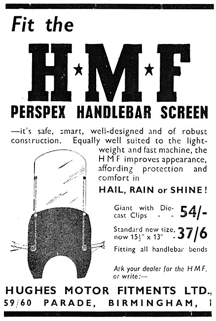 HMF Motor Cycle Perspex Handlebar Windscreens 1949               