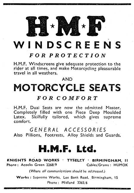HMF Motor Cycle Windscreens                                      