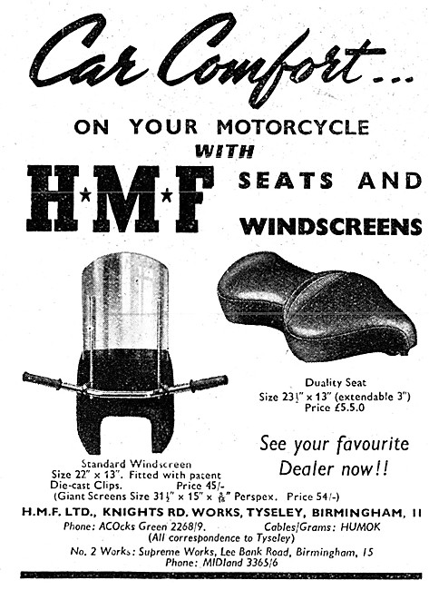 HMF Motorcycle Seats & Windshields                               