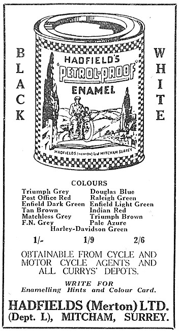 Hadfields Petrol Proof Enamel Paints                             