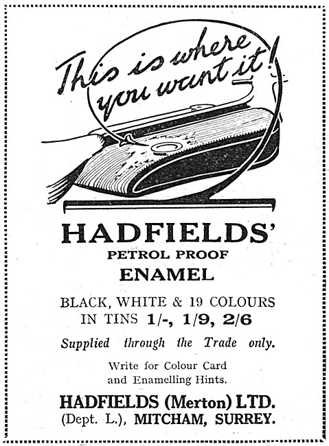 Hadfields Petrol Proof Enamel Paints                             