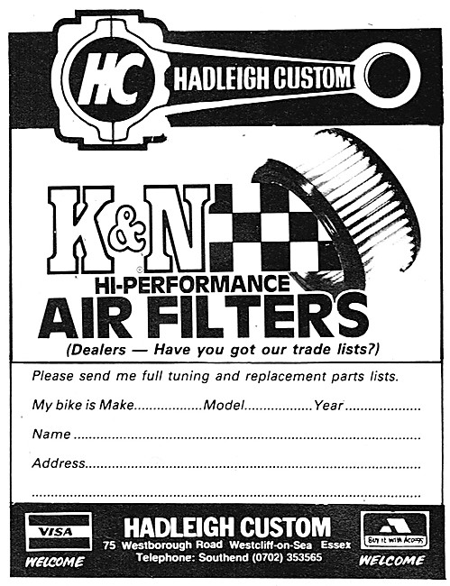 Hadleigh Custom K&N Hi-Performance Air Filters                   