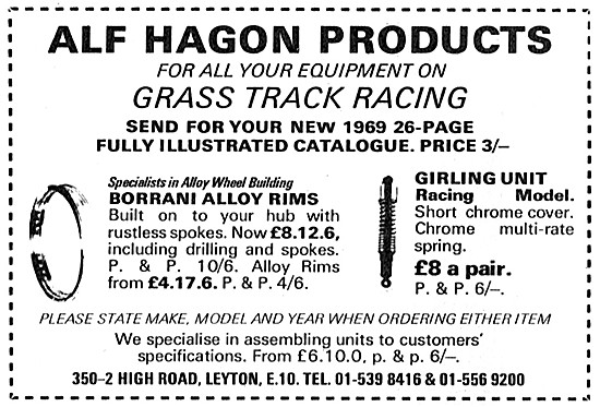 Alf Hagon Grass Track Motorcycle Racing Parts                    