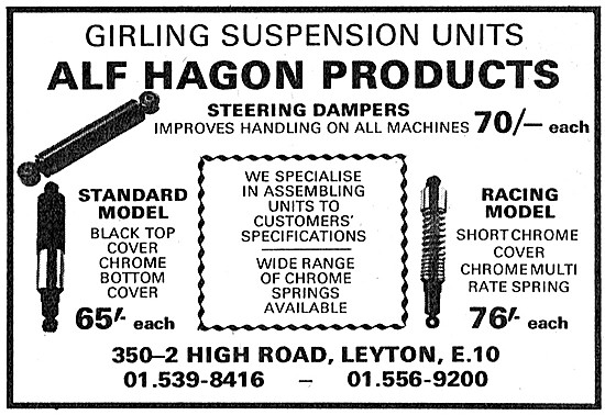 Alf Hagon Motorcycle Parts - Hagon Girling Suspension Units      