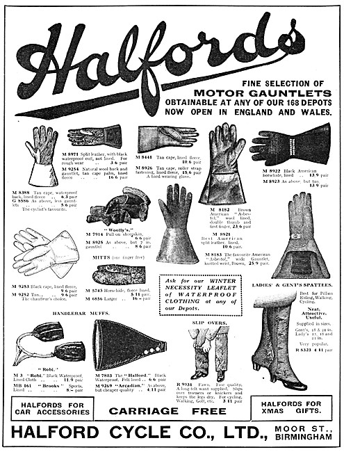 Halfords Motor Cycle Clothing 1928 Styles                        