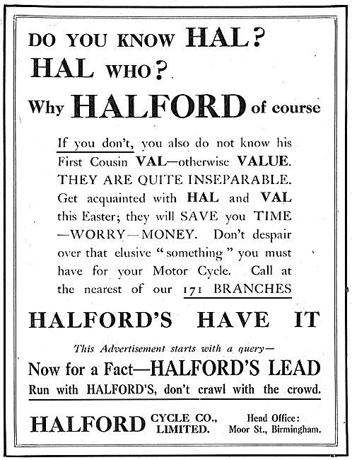 Halfords Motor Cycle Products 1929 Catalogue Items               