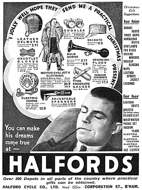 Halfords Motor Cycle Tools & Accessories 1934 Catalogue Items    