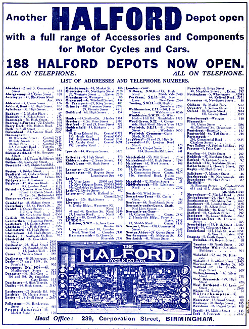 Halfords Motor Cycle Depots                                      