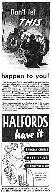 Halfords Motorcycle Parts 1938                                   