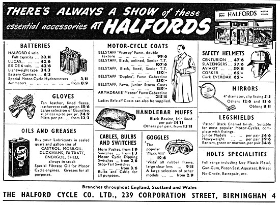 1954 Halfords Motor Cycle Accessories                            