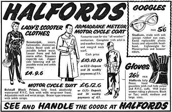 Halfords Motor Cycle Clothing 1958 Styles                        