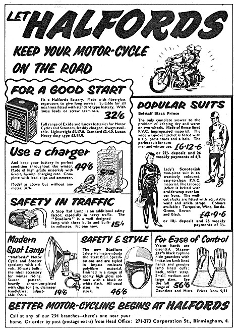 Halfords Motor Cycle Accessories 1959                            