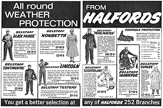 Belstaff Motorcycling Clothing Range 1962 - Halfords             