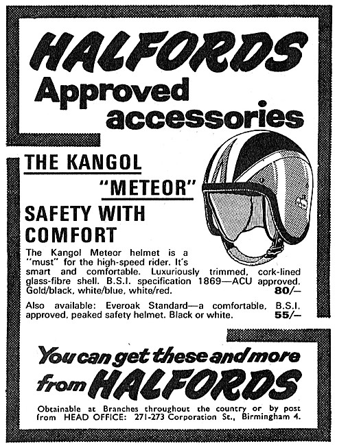 Halfords Motor Cycle Accessories. Kangol Meteor Crash Helmet     