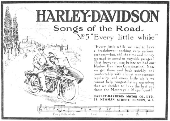 1917 Harley-Davidson Motor Cycles Advert                         