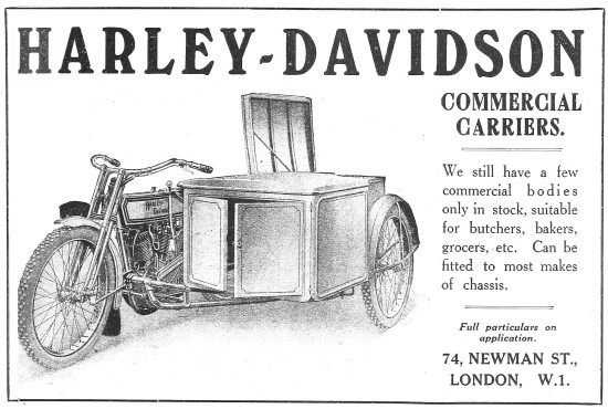 1918 Harley-Davidson Commercial Carrier Motor Cycles & Sidecars  