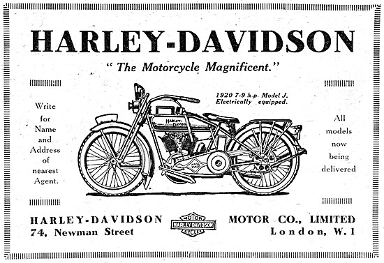 1920 Harley-Davidson Model J 7-9 hp Motorcycle ASdvert           