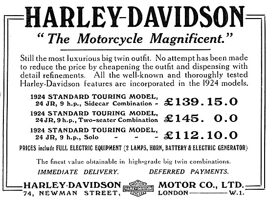 Harley-Davidson Motor Cycles 1923 Models                         