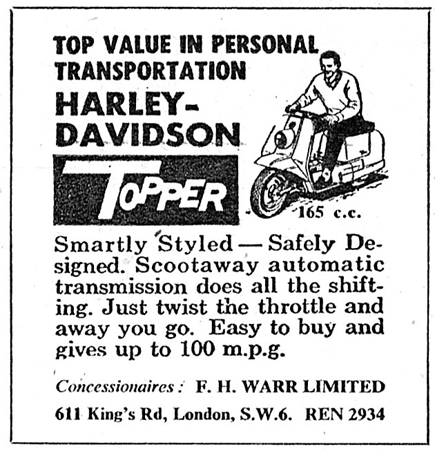 Harley-Davidson Topper Motor Scooter 165cc 1960 Model            
