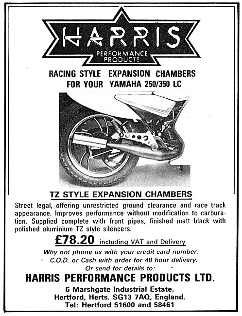 Harris Racing Style Expansion Chambers For Yamaha 250 LC         