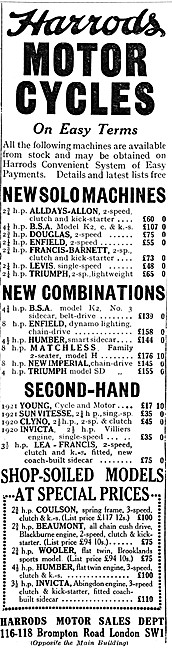 Harrods Motorcycle, Cycxlecar & Three Wheeler Sales              