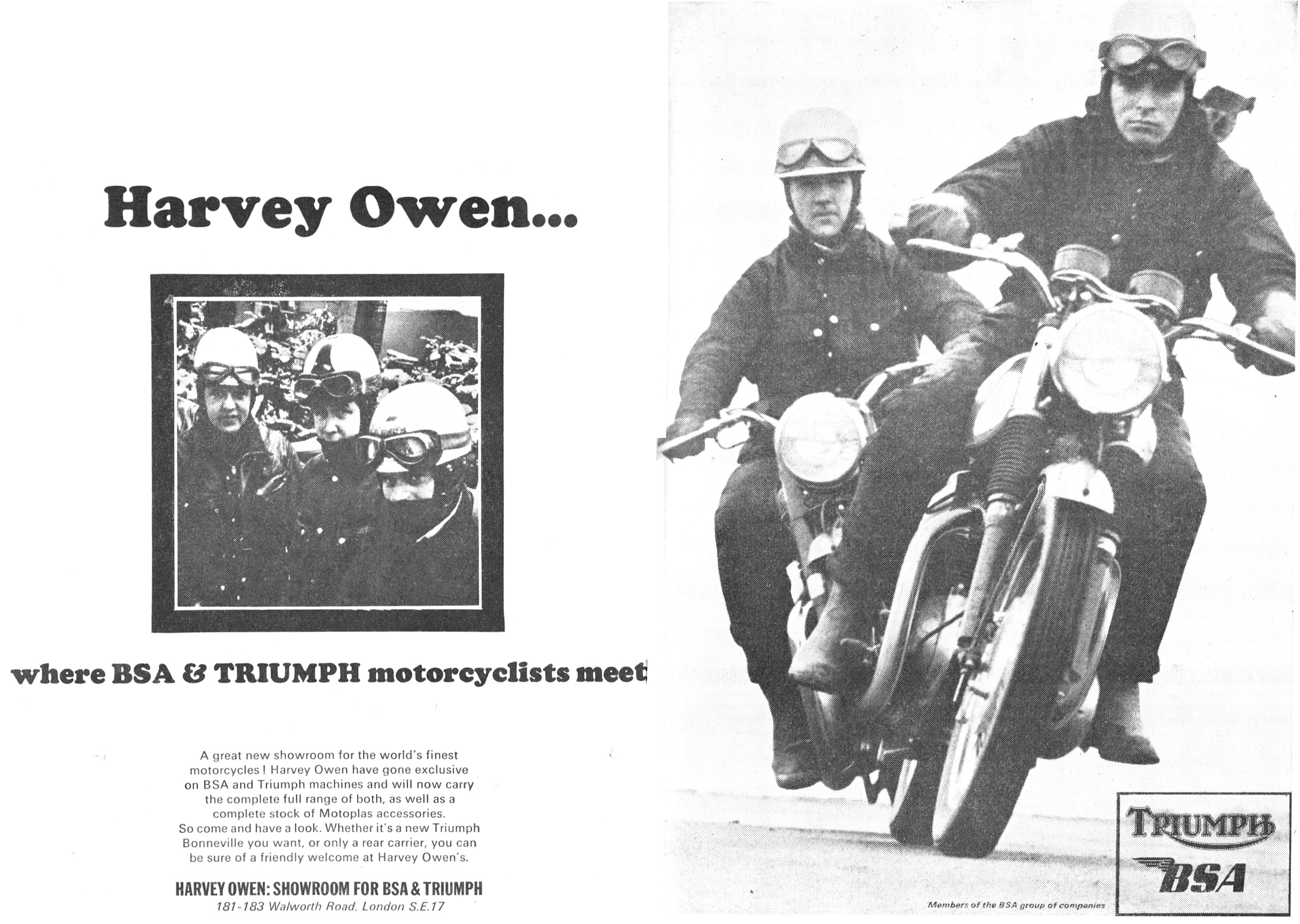 Harvey Owen Triumph & BSA Motorcycle Sales                       