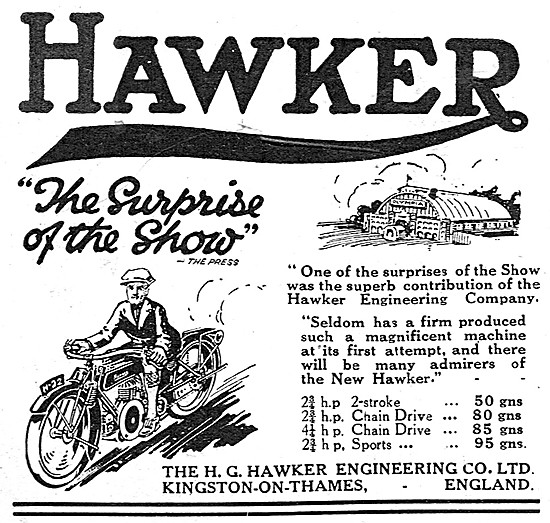 The 1922 Range Of Hawker Motor Cycles                            