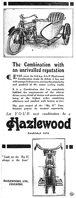 1920 Hazlewood Motor Cycles Advert                               