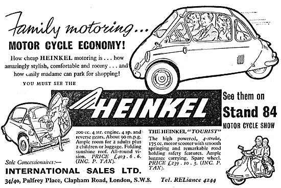 1958 Heinkel Tourist Three Wheeler - Heinkel Bubble Car          
