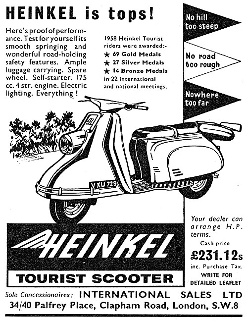 1960 Heinkel Tourist Motor Scooter 175cc                         