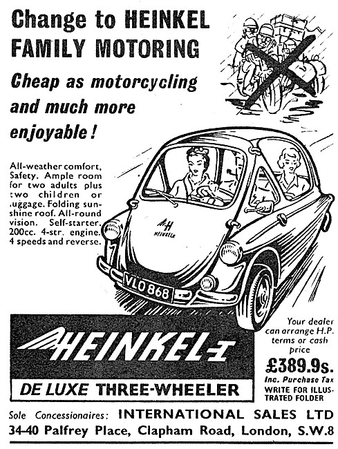 Heinkel  De Luxe Three Wheeler Car - Heinkel Bubble Car 1960     