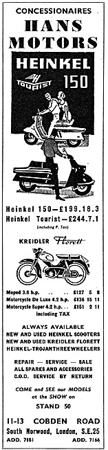Heinkel 150 Tourist 150cc Motor Scooter                          