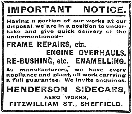 Henderson Sidecars 1918 Advert                                   