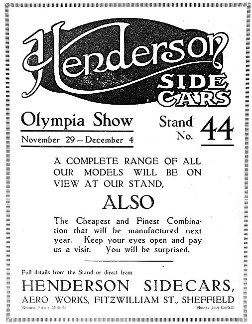 Henderson Sidecars Aero Works Sheffield                          