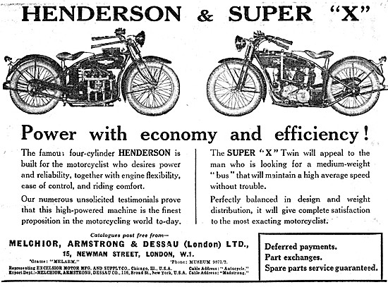 1926 Henderson Four Cylinder Motor Cycles                        