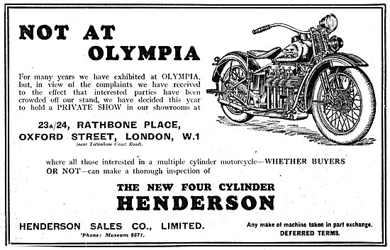 1930 Four Cylinder Henderson Motor Cycle                         