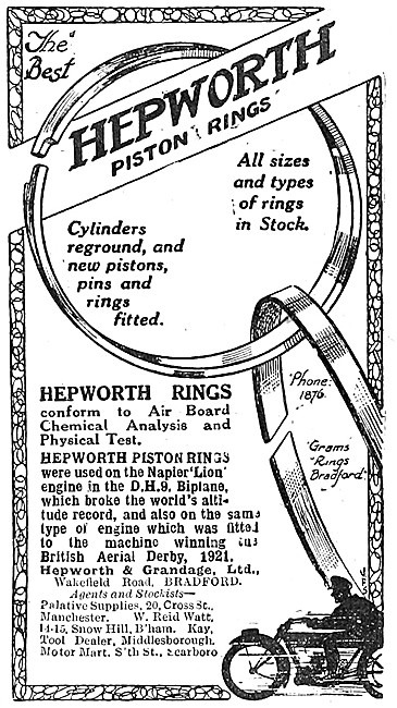 Hepworth Piston Rings 1921 Advert                                