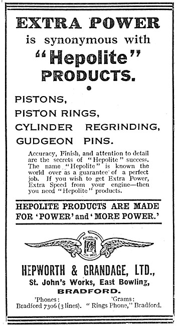 Hepolite Pistons - Hepolite Piston Rings 1929 Advert             