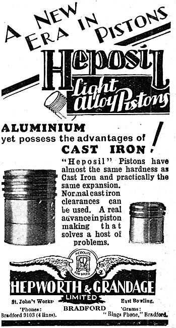 Hepolite Pistons - Hepolite Piston Rings 1930 - Heposil Pistons  