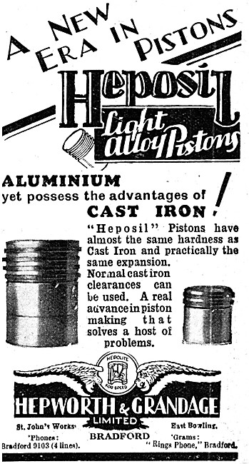 Hepolite Pistons - Hepolite Piston Rings 1930 - Heposil Pistons  