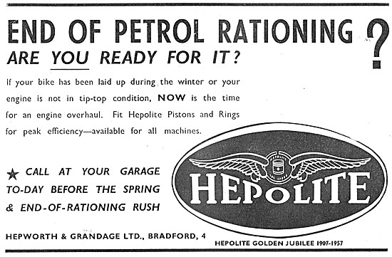 Hepolite Pistons - Hepolite Piston Rings 1957 Advert             