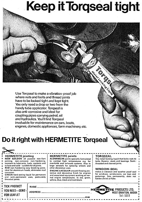 Hermetite Torqseal Metal Locking Liquid 1972                     