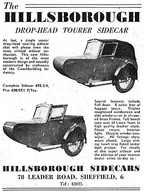Hillsborough Sidecars - 1953 Hillsborough Drop-Head Sidecar      