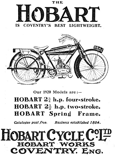 The 1920 Range Of Hobart Motor Cycles                            