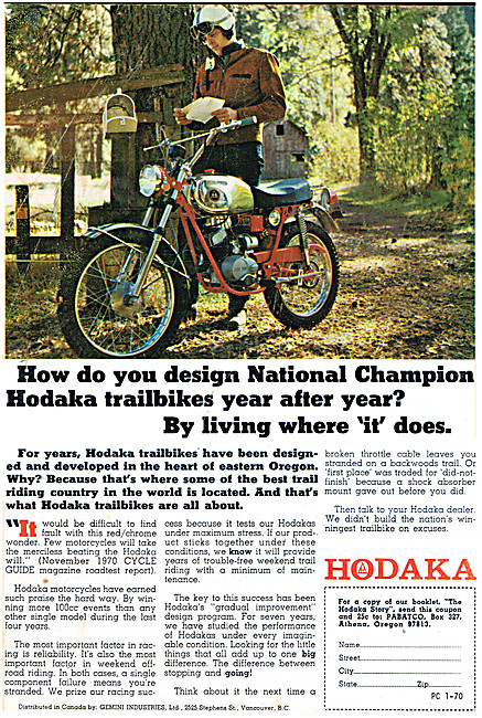 Hodaka 100 cc Trail Motor Cycles - Pabtco                        