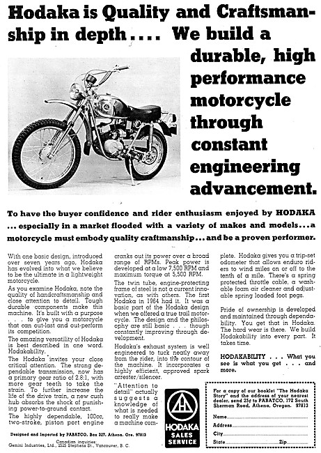 1972 Hodaka 100 cc Sport Motorcycle                              